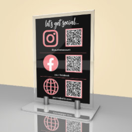 Social Media Sign | QR Code Business Table Card Tischnummer