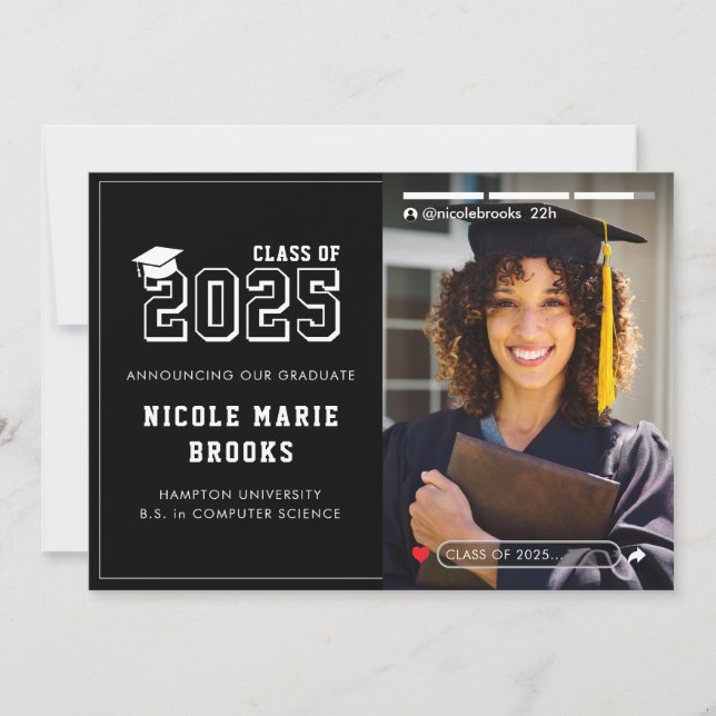 Social Media Story Foto Black Abschluss Ankündigung (Vorderseite)