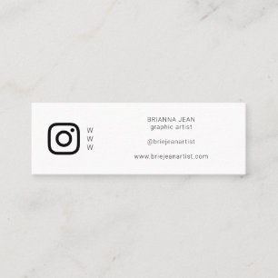 Social Media & Website Minimalistisch Simple White Mini Visitenkarte