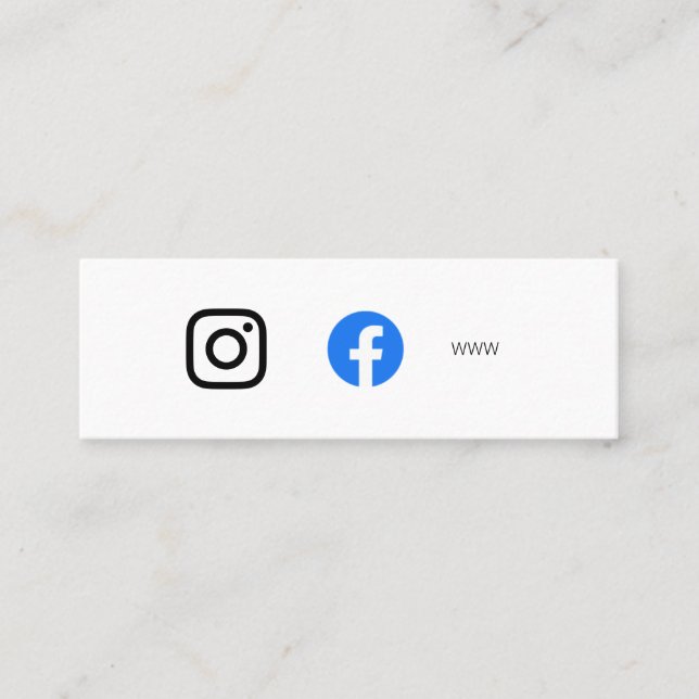 Social Media & Website Minimalistisch Simple White Mini Visitenkarte (Vorderseite)