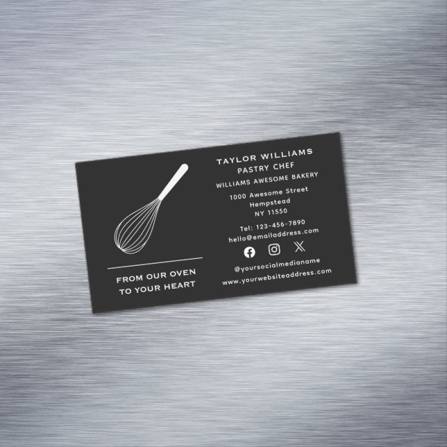 Social Media Whisky Bäckerei Bake Shop Catering Magnetische Visitenkarte (Beispiel)