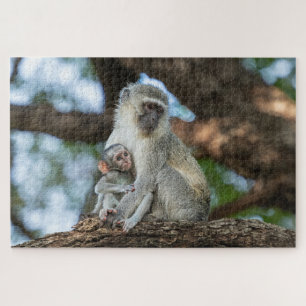 Social Monkey – Afrikanisches Tierfoto Puzzle