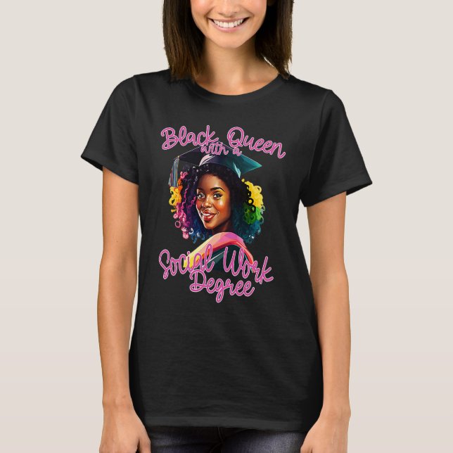 Social Work Degree Graduation 2023 Black Queen MSW T-Shirt (Vorderseite)