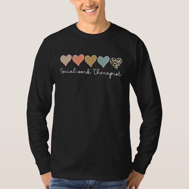 Social work Therapist Leopard Heart valentine's Da T-Shirt (Vorderseite)