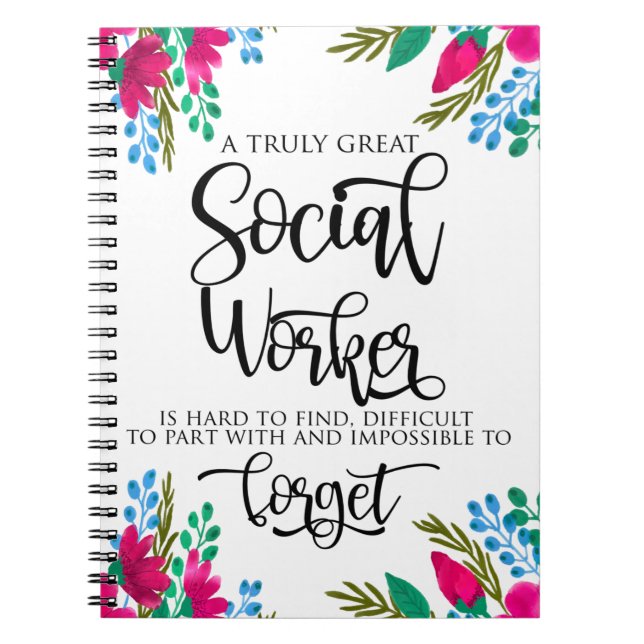 Social Worker Apprefication Floral Notizblock (Vorderseite)