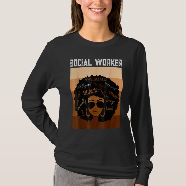 Social Worker Black History Queen Melanin Afro Afr T-Shirt (Vorderseite)