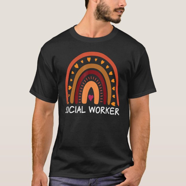 Social Worker Boho Rainbow Back To School Apprecia T-Shirt (Vorderseite)