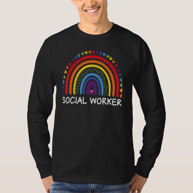 Social Worker Boho Rainbow Back To School Apprecia T-Shirt (Vorderseite)