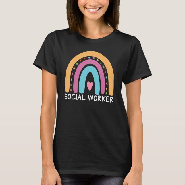 Social Worker Boho Rainbow Back To School Apprecia T-Shirt (Vorderseite)