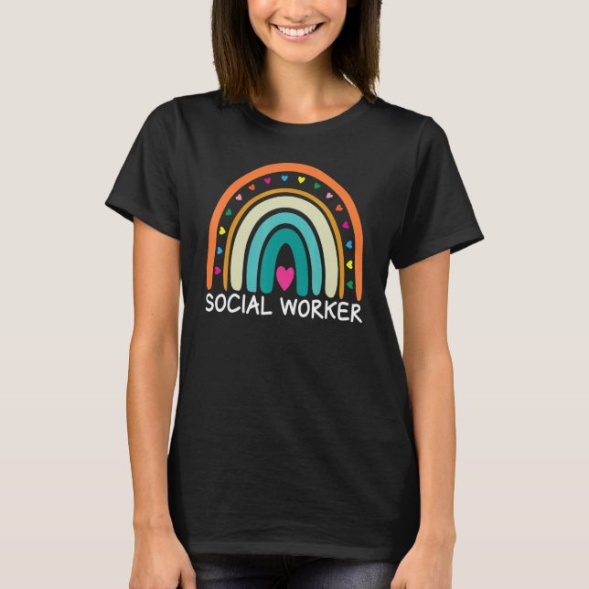 Social Worker Boho Rainbow Back To School Apprecia T-Shirt (Vorderseite)