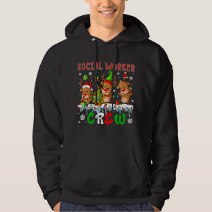 Social Worker Crew Three Santa Elf Rentiers Xmas Hoodie