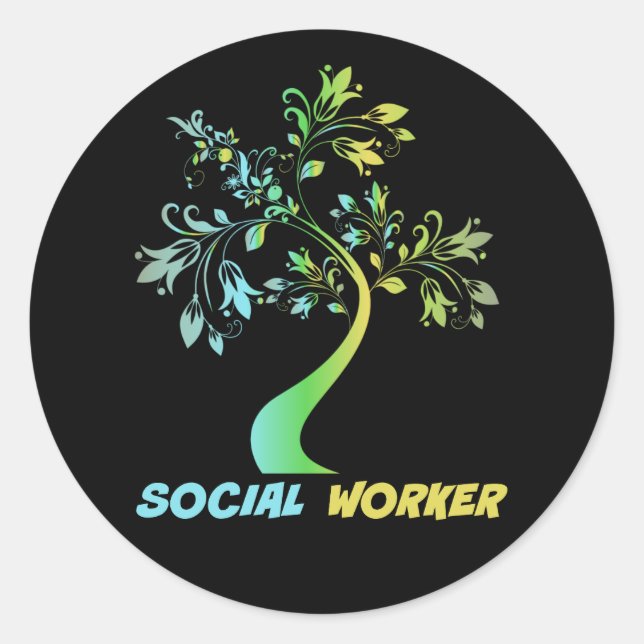 Social Worker, Floral Graphics Runder Aufkleber (Vorderseite)