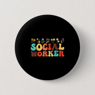 Social worker flower women men kids social work button