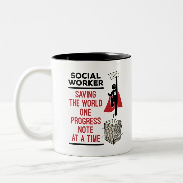 Social Worker Funny Progress Note Social Work Zweifarbige Tasse (Links)