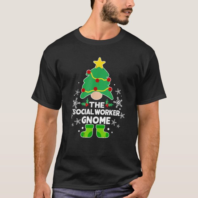 Social Worker Gnome Xmas Family Holiday Christmas  T-Shirt (Vorderseite)