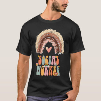 Social Worker Groovy Retro Vintage Rainbow Social T-Shirt