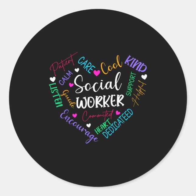 Social worker heart funny social work for womens runder aufkleber (Vorderseite)