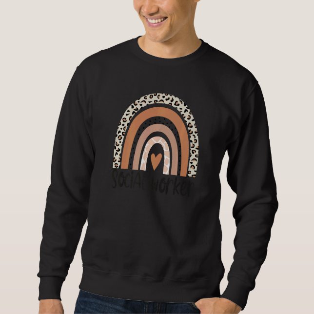Social Worker Leopard Rainbow Social Work Apprecia Sweatshirt (Vorderseite)