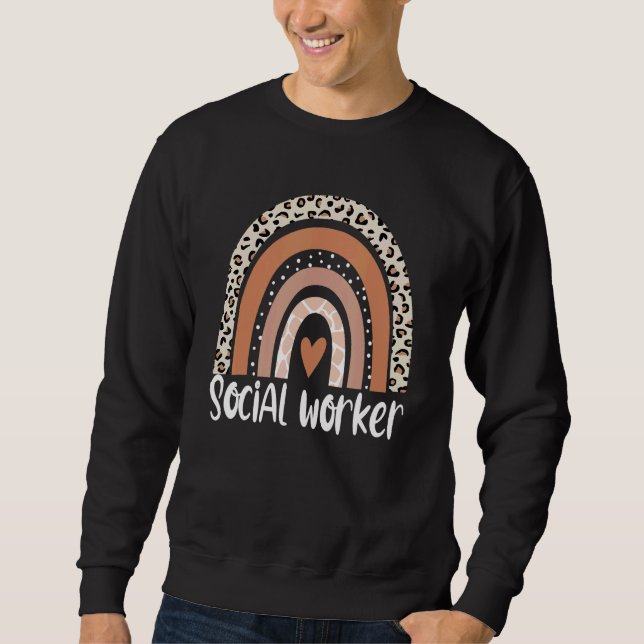 Social Worker Leopard Rainbow Social Work Apprecia Sweatshirt (Vorderseite)