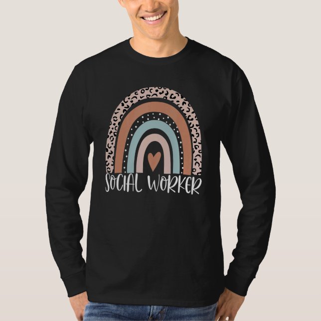 Social Worker Leopard Rainbow Social Work Apprecia T-Shirt (Vorderseite)