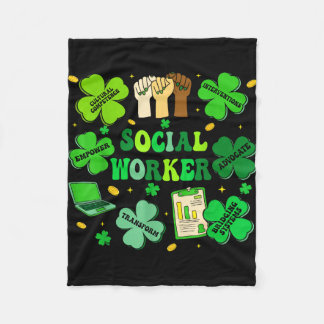 Social worker shamrock st patricks day social work fleecedecke