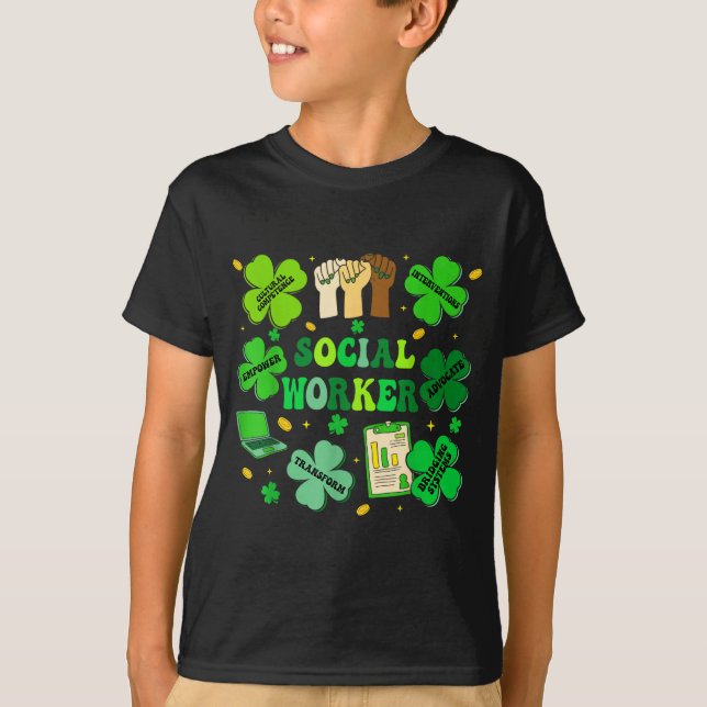 Social worker shamrock st patricks day social work T-Shirt (Vorderseite)