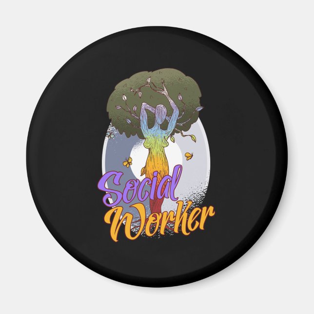 Social Worker Social Care Women Tree liberale Gesc Magnet (Vorne)