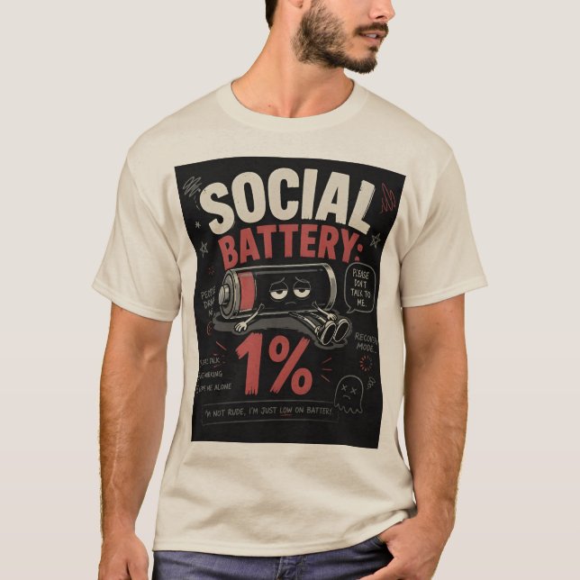 Socialer Akku: 1%  T-Shirt (Vorderseite)