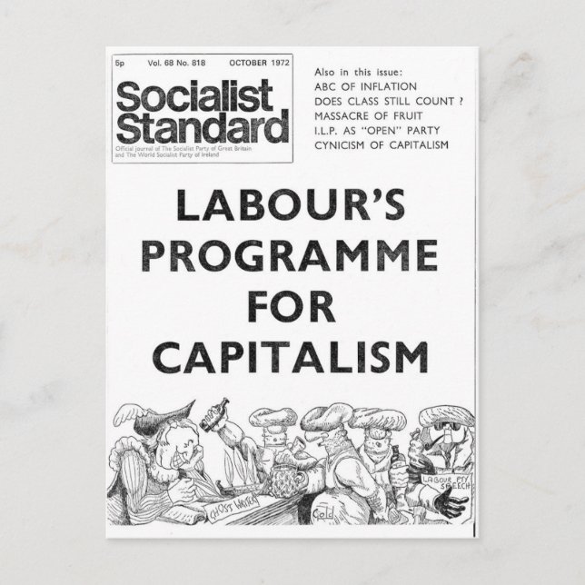 Socialist Standard October 1972 Postkarte (Vorderseite)
