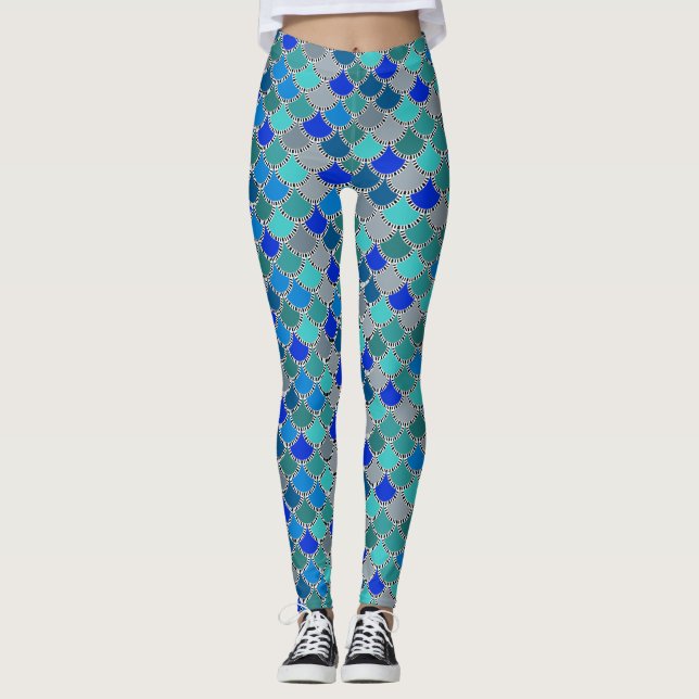 Socialite Mermaid Scales Pattern Leggings (Vorderseite)