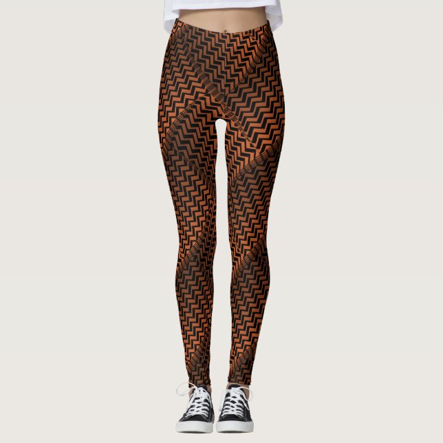 Socialite Wild Bronze Zig Zag Muster Leggings (Vorderseite)