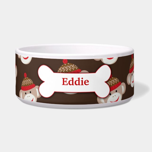 Sock Affe Custom Pet Dog Food Bowl - Brown Napf (Vorderseite)