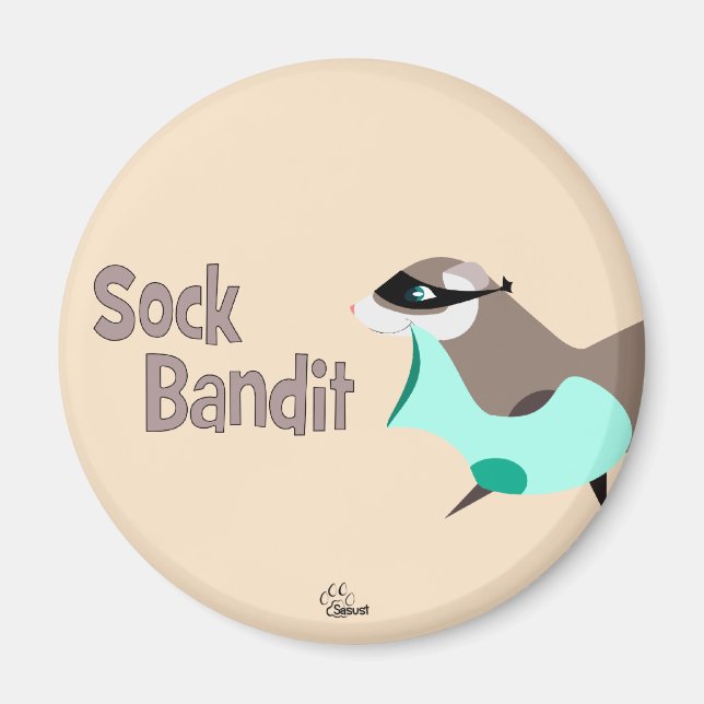 Sock Bandit Funny Ferret Magnet (Vorne)