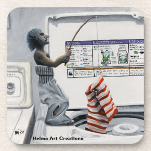 Sock Criminal Fishing Fantasy Art Plastic Unterset Getränkeuntersetzer