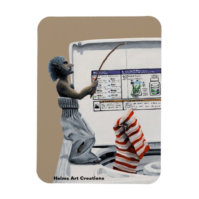 Sock Criminal Fishing Fantasy Foto Magnet (Vertikal)