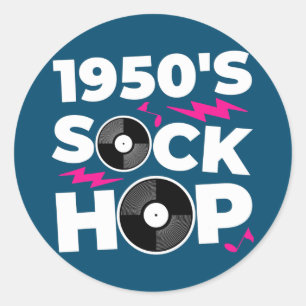 Sock Hop 50's Dance Theme Party der 50er Jahre Runder Aufkleber