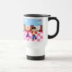 Sock Hop Diner Retro Kinder Vintager Cartoon Kunst Reisebecher