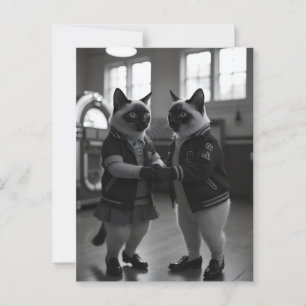 Sock Hop Kätzchen Postkarte
