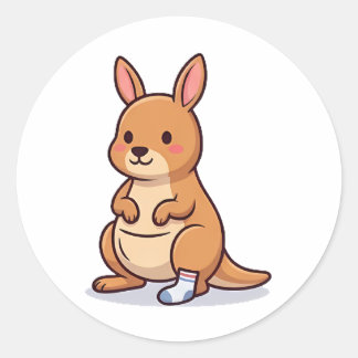 Sock-Känguru Runder Aufkleber