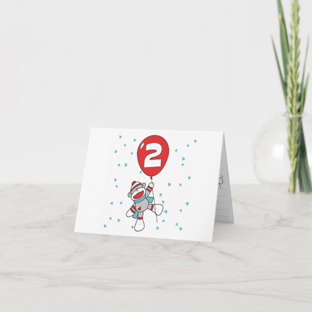 Sock Monkey 2. Geburtstag Einladungen (Vorderseite)