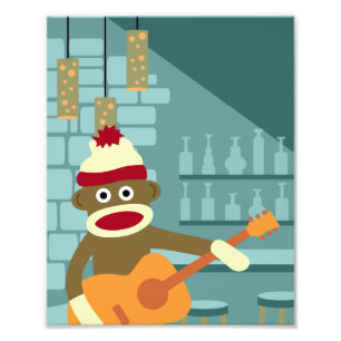 Sock Monkey Acoustic Guitar Fotodruck
