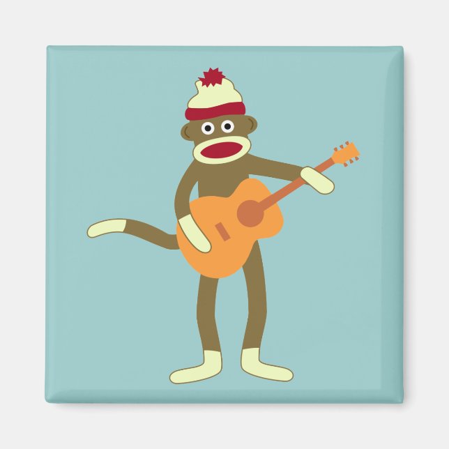 Sock Monkey Acoustic Guitar Magnet (Vorne)
