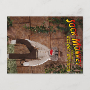 Sock Monkey and the Golden Banana Postkarte