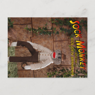 Sock Monkey and the Golden Banana Postkarte