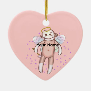 Sock Monkey Angel Ornament
