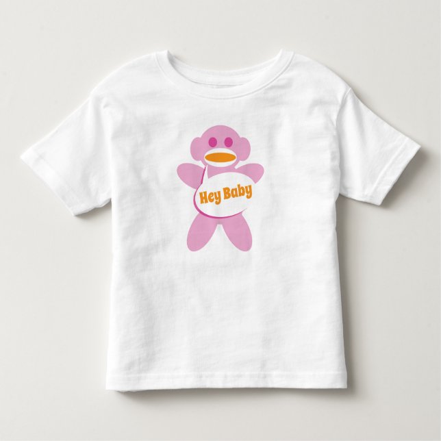 Sock Monkey Baby Shirt Pink personalisieren (Vorderseite)