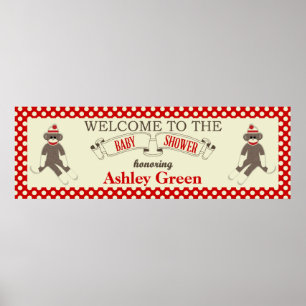 Sock Monkey Baby Showbanner personalisieren Poster