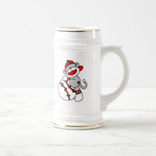 Sock Monkey Baseball T-Shirts und Geschenke Bierglas