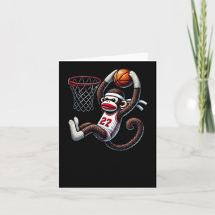 Sock Monkey Basketball Hoop Karte