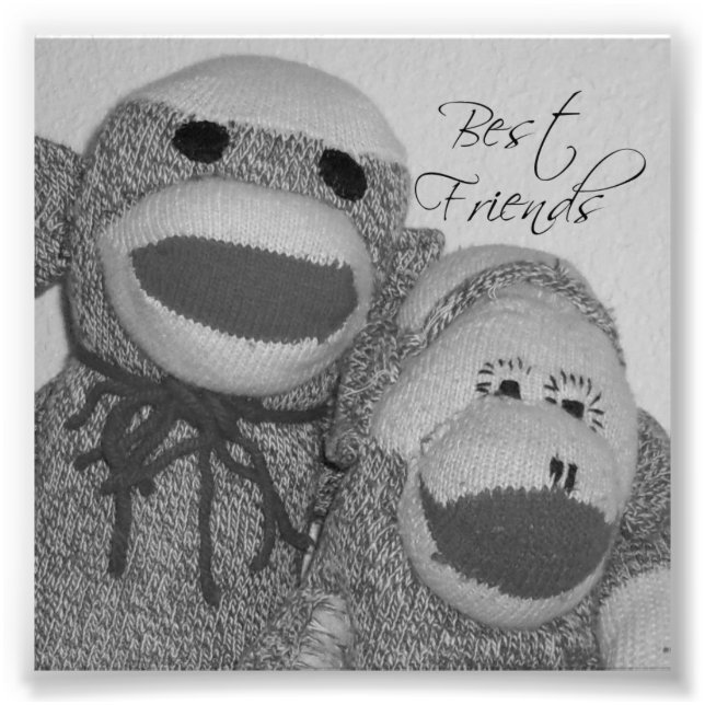 Sock Monkey "Best Friends" Square Foto drucken (Vorne)